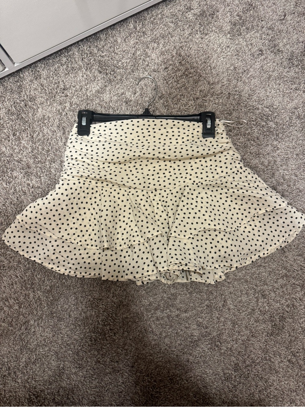 Zara Polka Dot Tiered Mini Skirt - Cream/Black